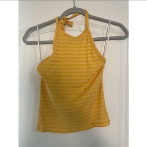 Yellow striped halter tank top